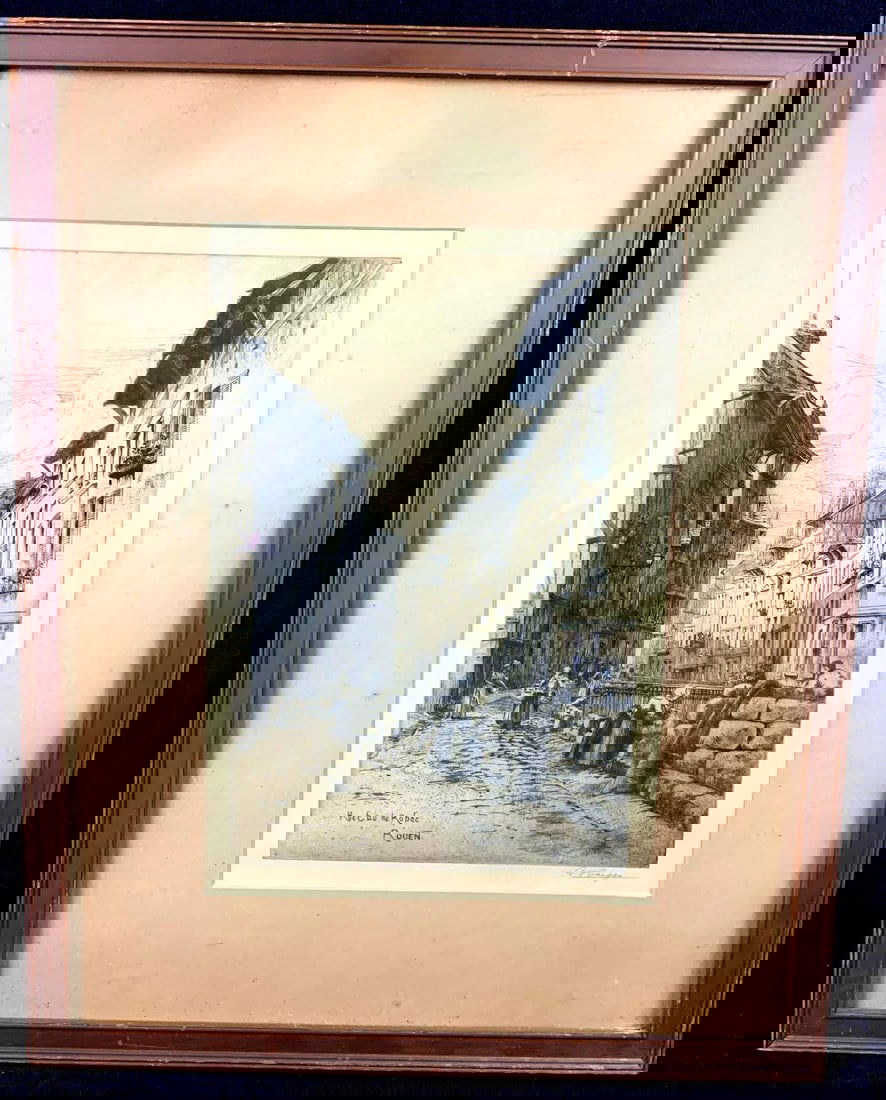 Limited Edition Artist Proof Lithograph Etching "Rue Eau De Robec Rouen. " Artist C. Hayes (1 of 6)