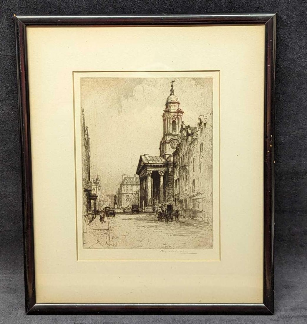 Framed Percy Robertson St George's Hanover Etching (1 of 5)