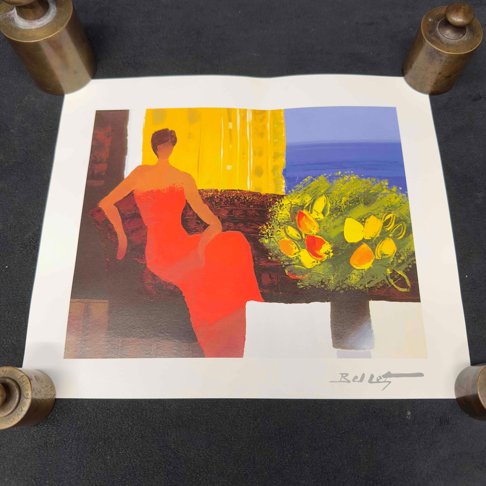 Emile Bellet Interieur Seriolithograph Print Signed: Emile Bellet Interieur Seriolithograph Print Signed. Light noticeable creases. Includes original Park West Certificate of Authenticity. This item is in pre-owned, previously displayed condition with l