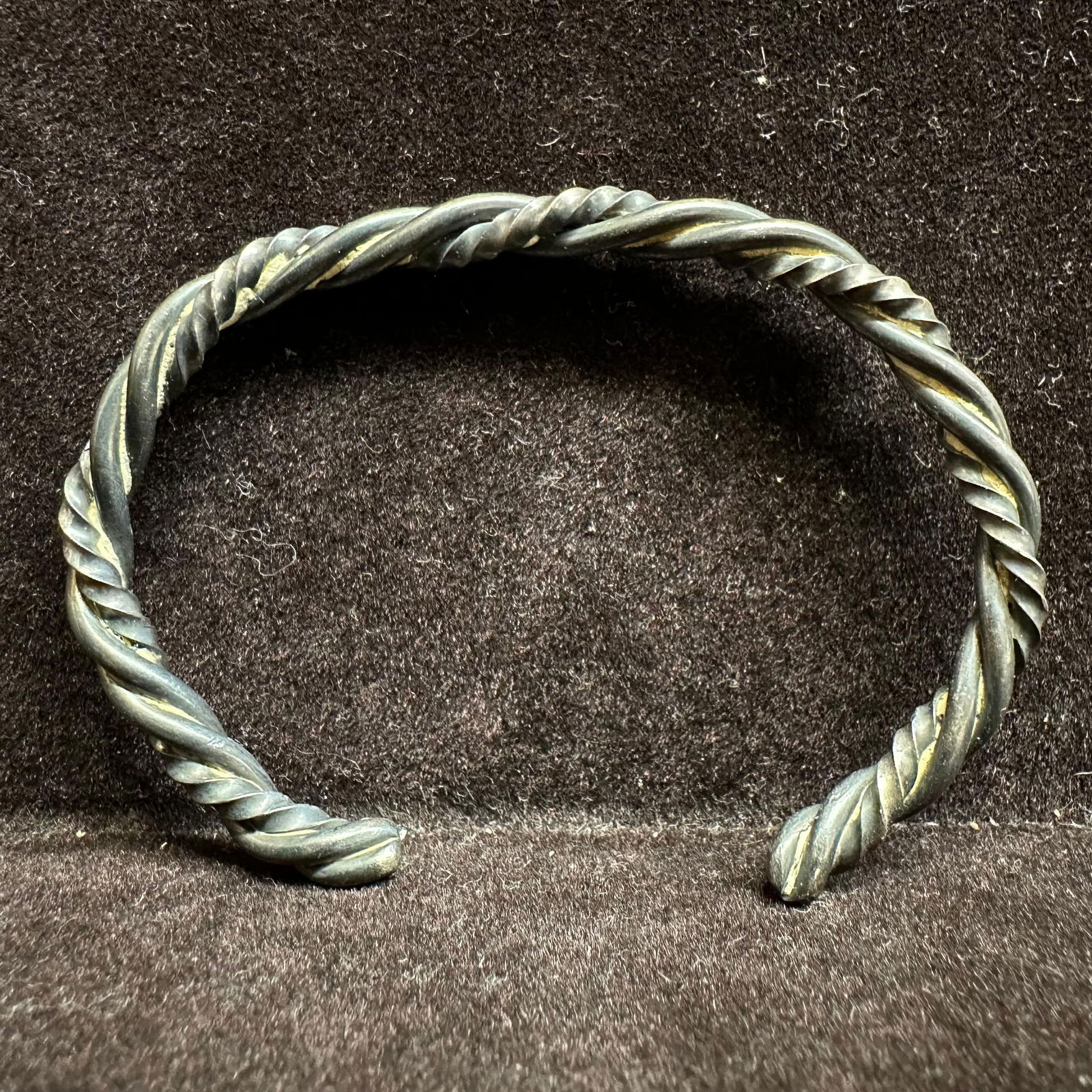 Twisted Silverwork Cable Cuff Silver Bracelet Unmarked Bangle - 4