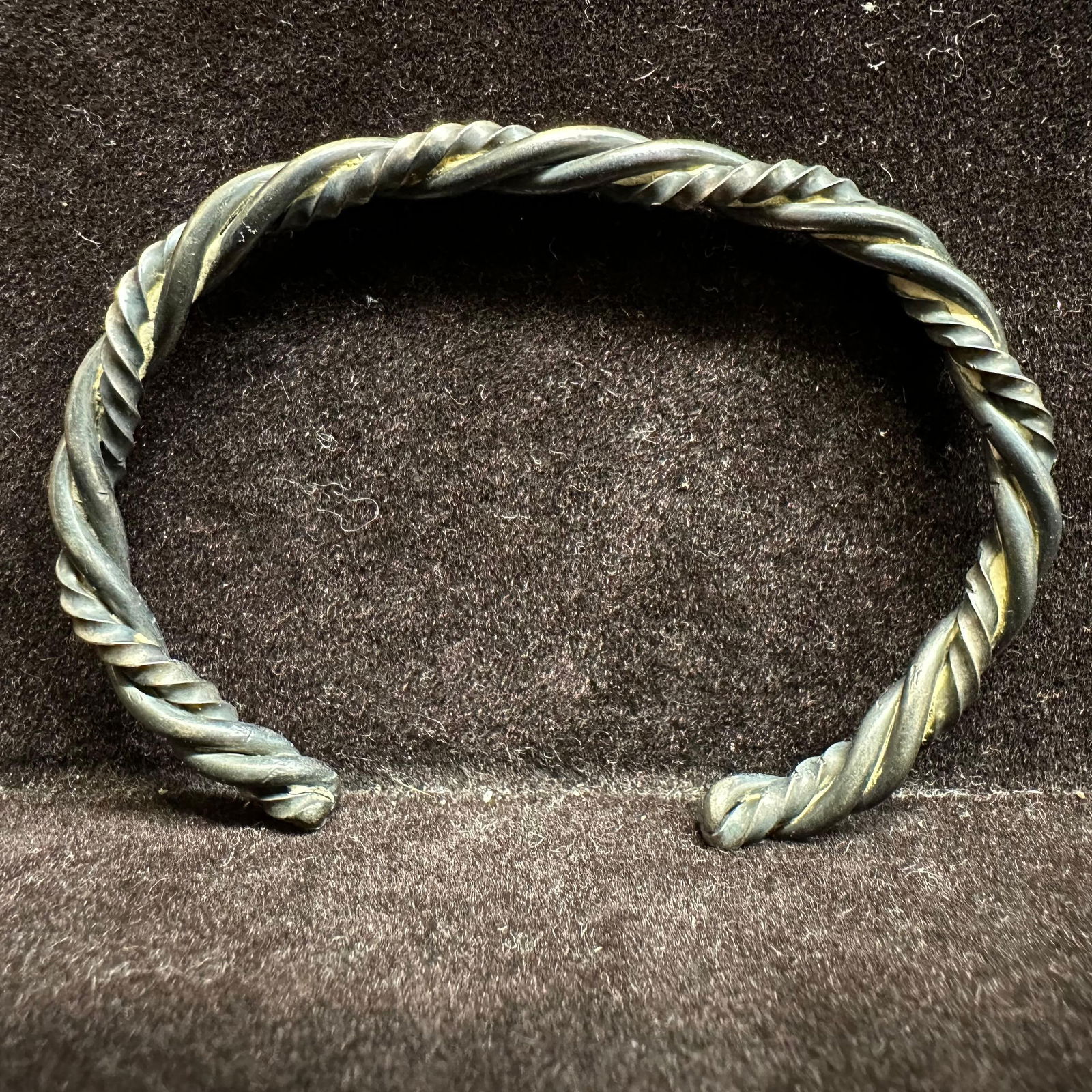 Twisted Silverwork Cable Cuff Silver Bracelet Unmarked Bangle - 5