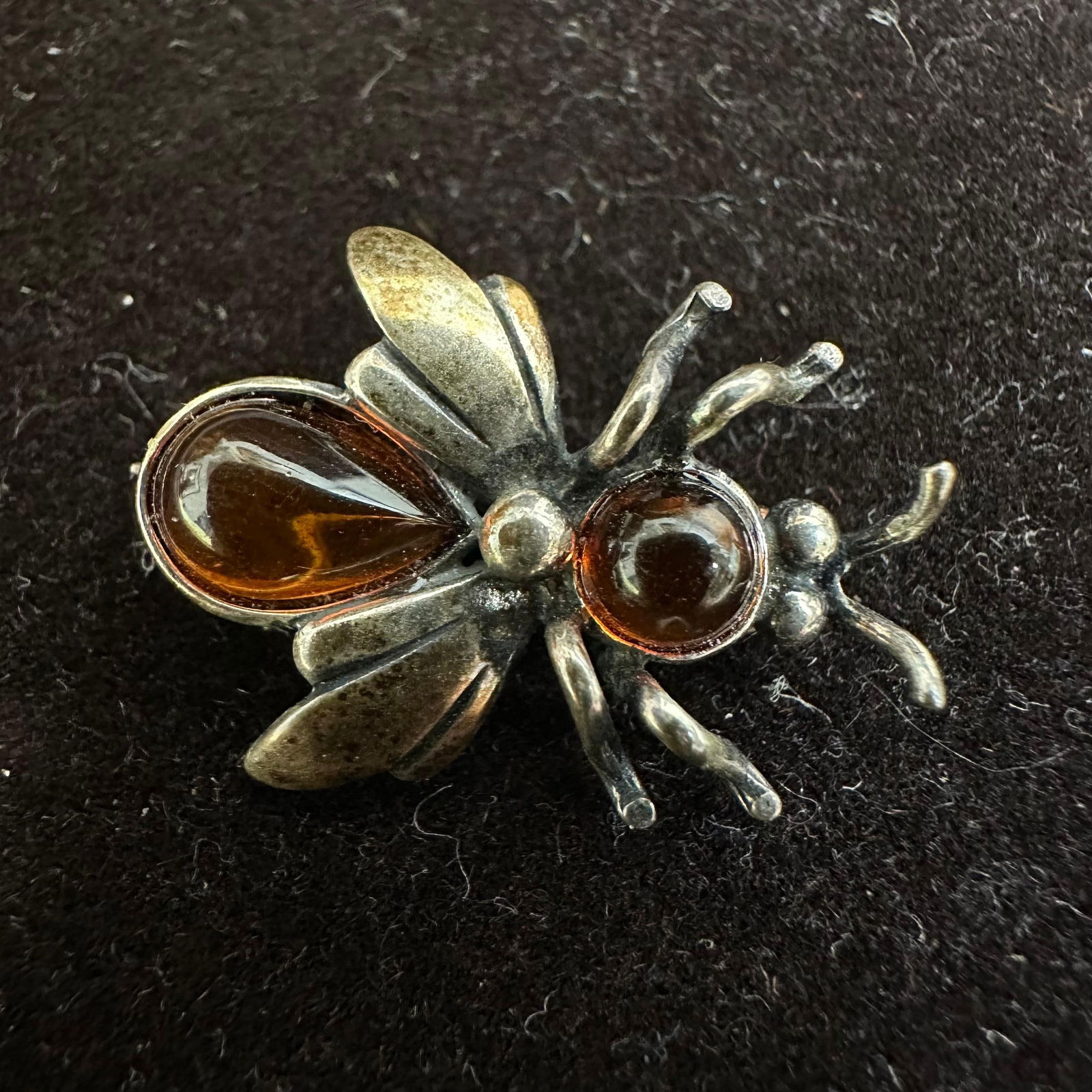Bee Amber Silver Brooch Pin Sterling 925 (1 of 7)
