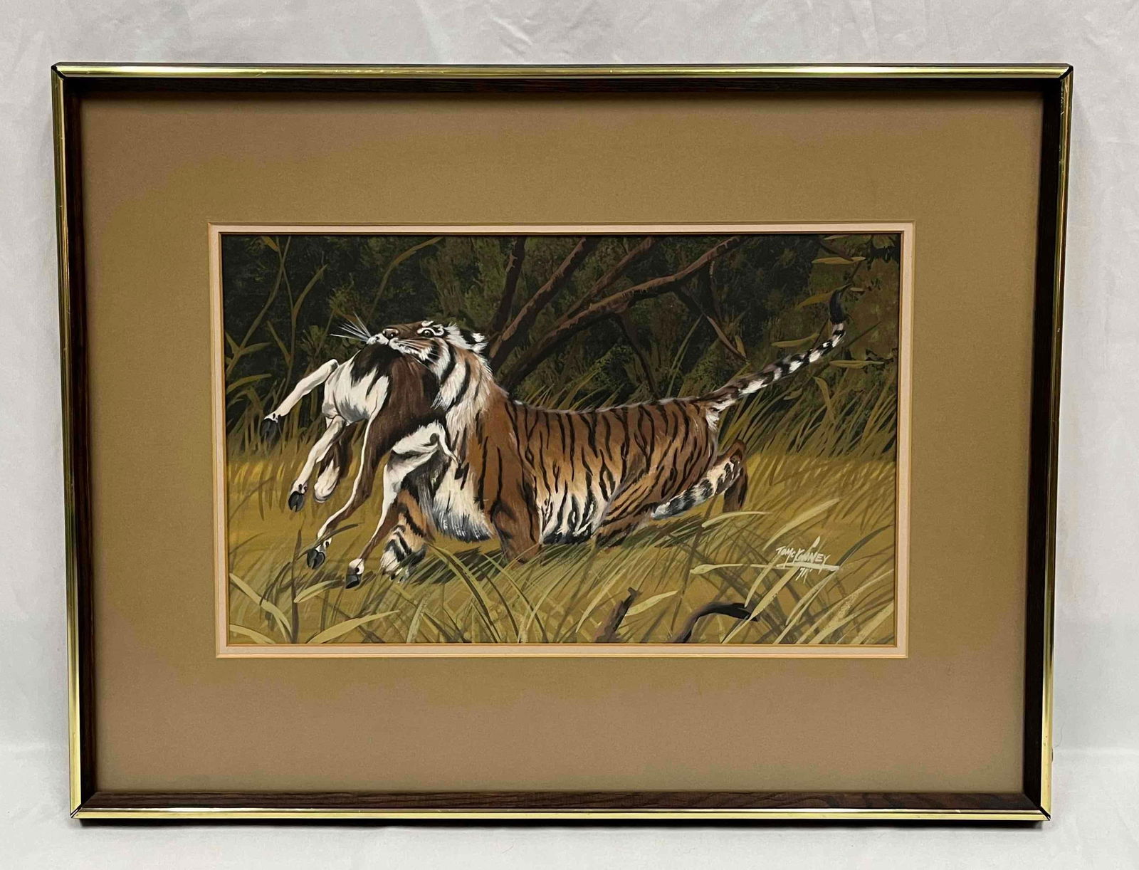 Framed Print Of A Tiger With Its Prey By Tom C Kenney '71 (1 of 11)