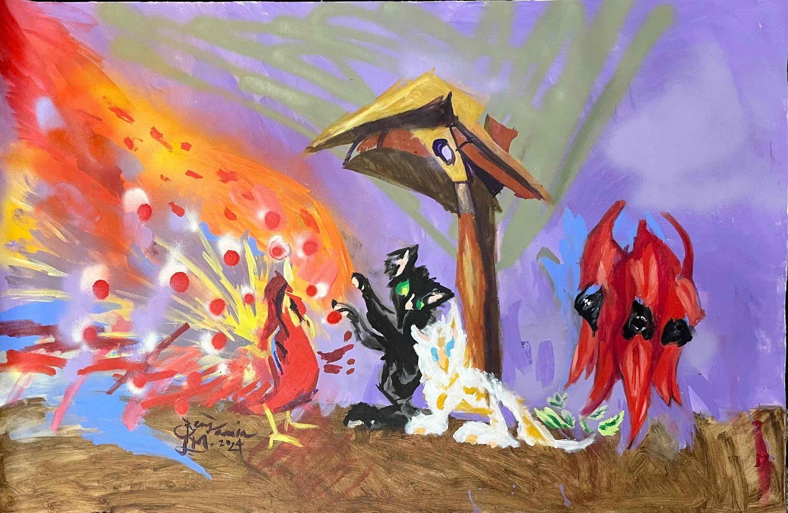 Original Acrylic Paint And Spray Paint On Canvas SHE IS RARE INNOCENT TOWERING GREATNESS BENJAMIN LM (1 of 16)