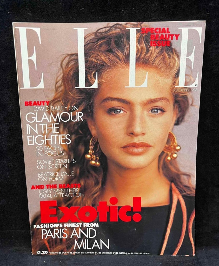 Vintage Elle Magazine UK October 1988 Michaela: This lot contains a Vintage Elle Magazine UK October 1988 Michaela. It is approx 11 3/4" x 8 3/4" and it weighs about 2lbs. Overall the vintage magazine is in good used condition with some min