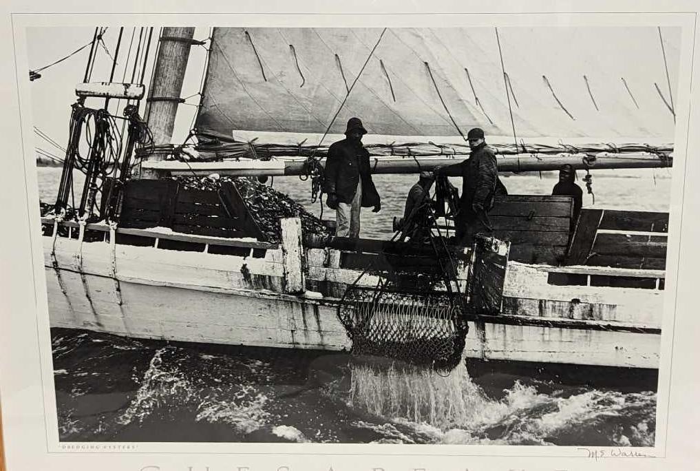 M. E. Warren Dredging Oysters Framed Print - 2