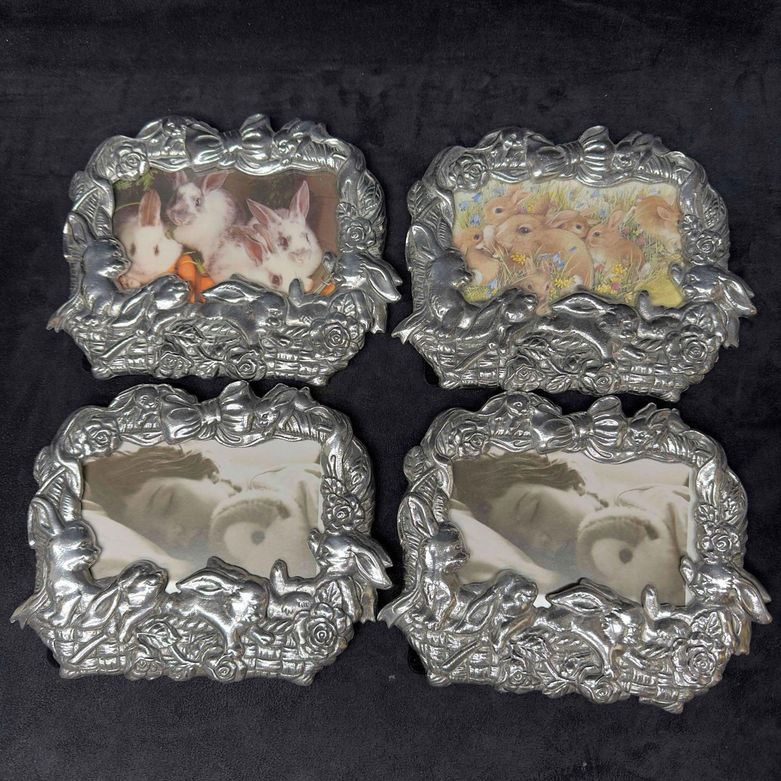 Arthur Court Cast Aluminum Rabbit Bunny Photo Frame Collection Set (1 of 9)