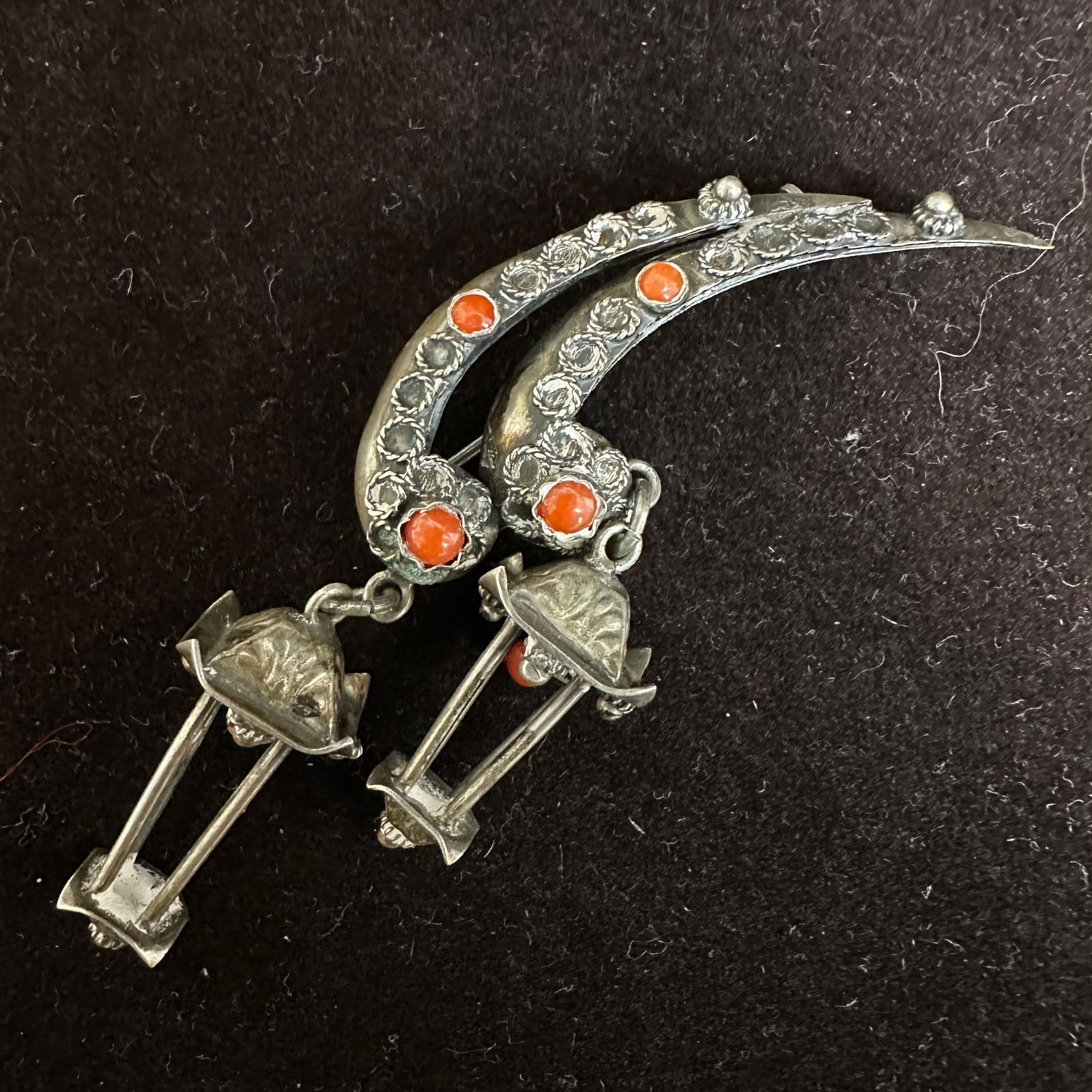 3D Design Lantern Red Coral 800 Silver Brooch Pin L77 (1 of 6)