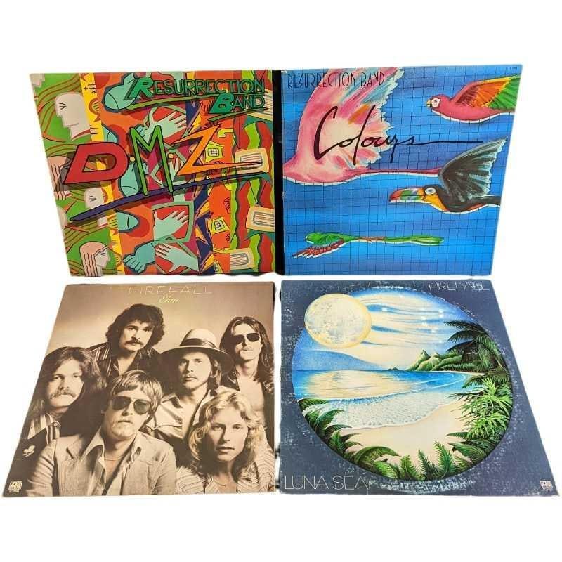 Four Firefall & Resurrection Band LP Records: This lot consists of: (1) Firefall – Élan. This was released by Atlantic in 1978. (1) Firefall – Luna Sea. This was released by Atlantic in 1977. (1) Resurrection Band – Colours. This