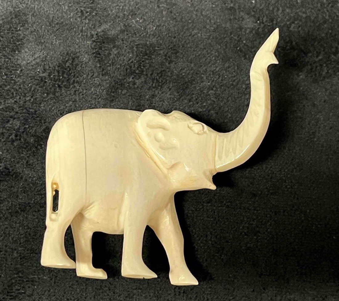 Small Hand Carved Bone Elephant - 10