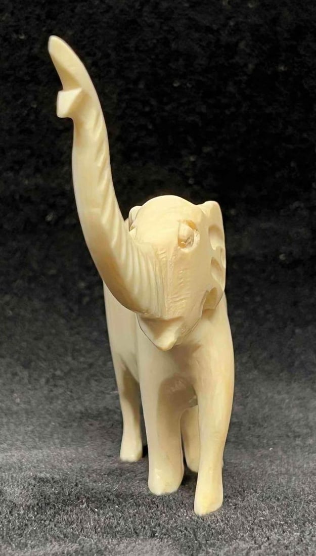Small Hand Carved Bone Elephant - 2