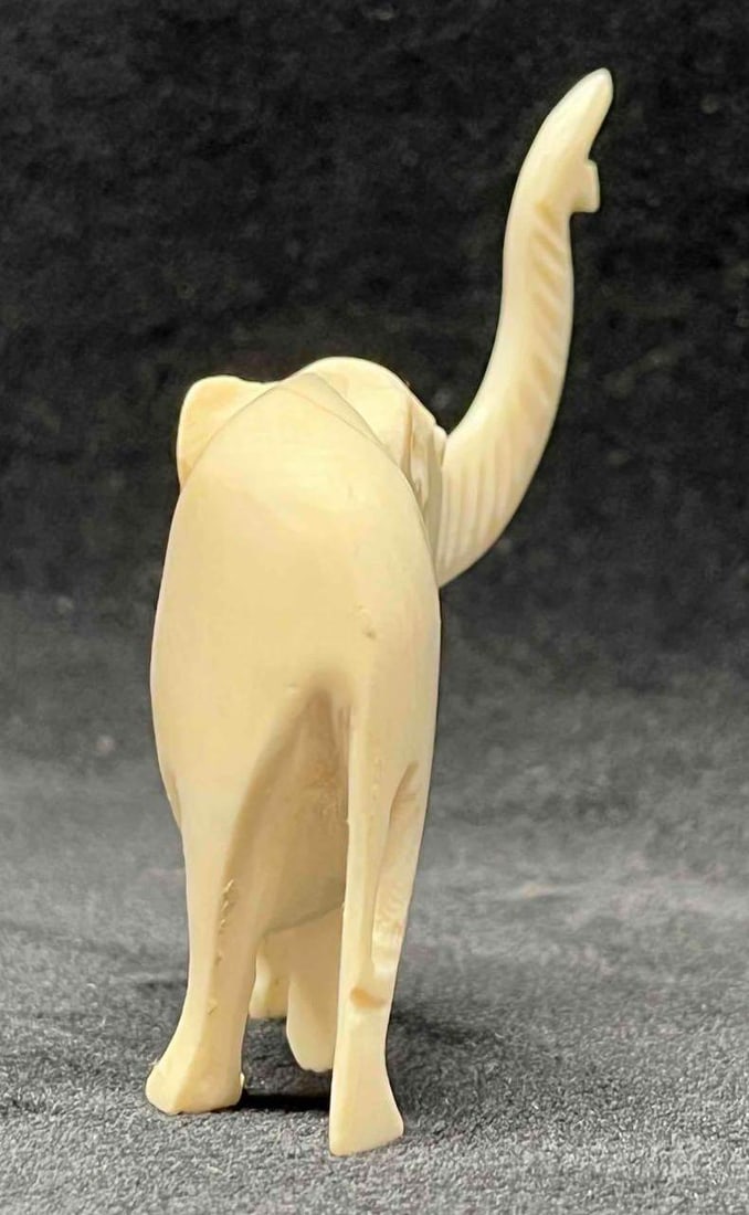 Small Hand Carved Bone Elephant - 5