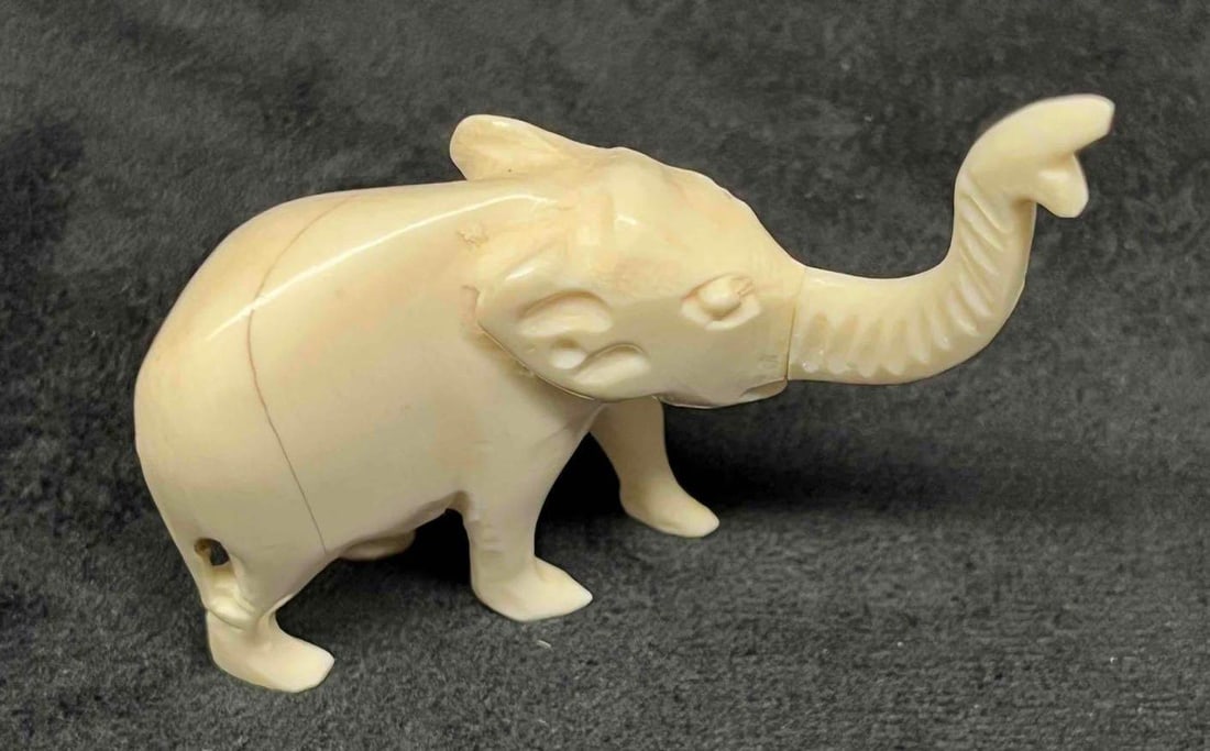Small Hand Carved Bone Elephant - 6