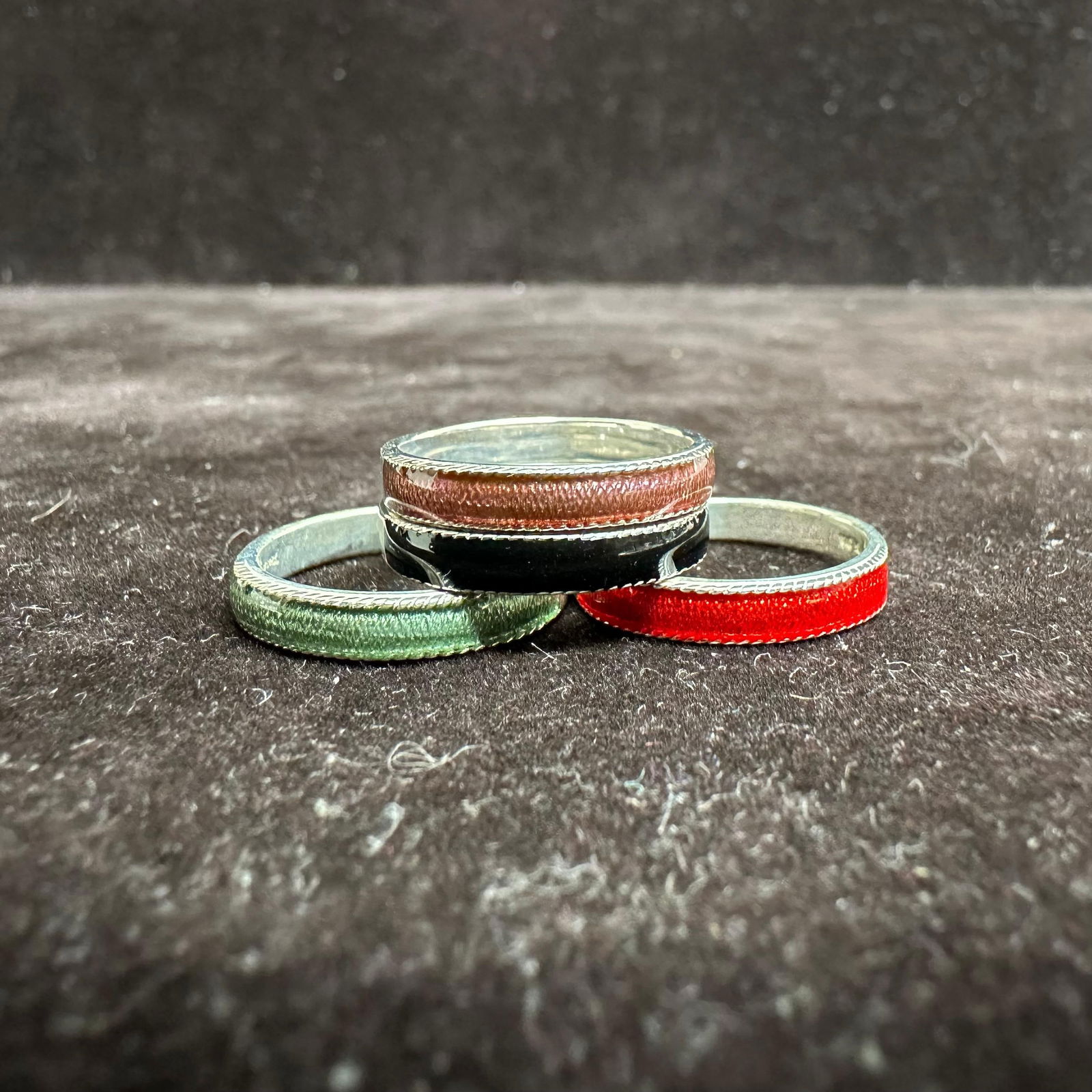 Multi Color Enamel Sterling Silver Stacking Ring Set L54 - 12