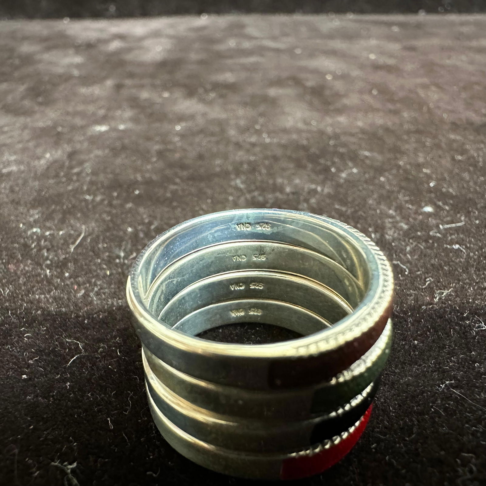 Multi Color Enamel Sterling Silver Stacking Ring Set L54 - 3