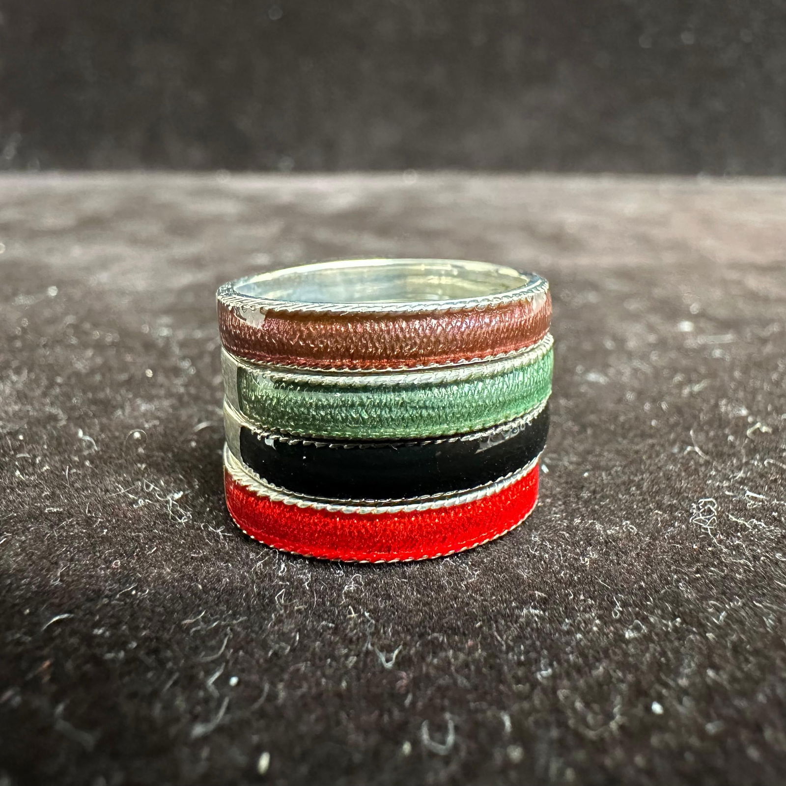Multi Color Enamel Sterling Silver Stacking Ring Set L54 - 6