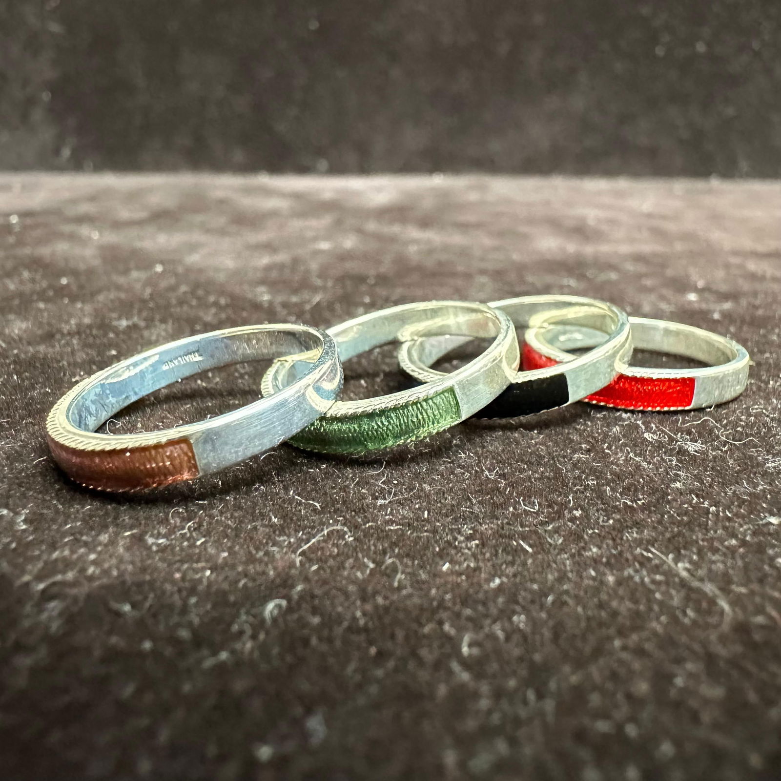 Multi Color Enamel Sterling Silver Stacking Ring Set L54 - 7