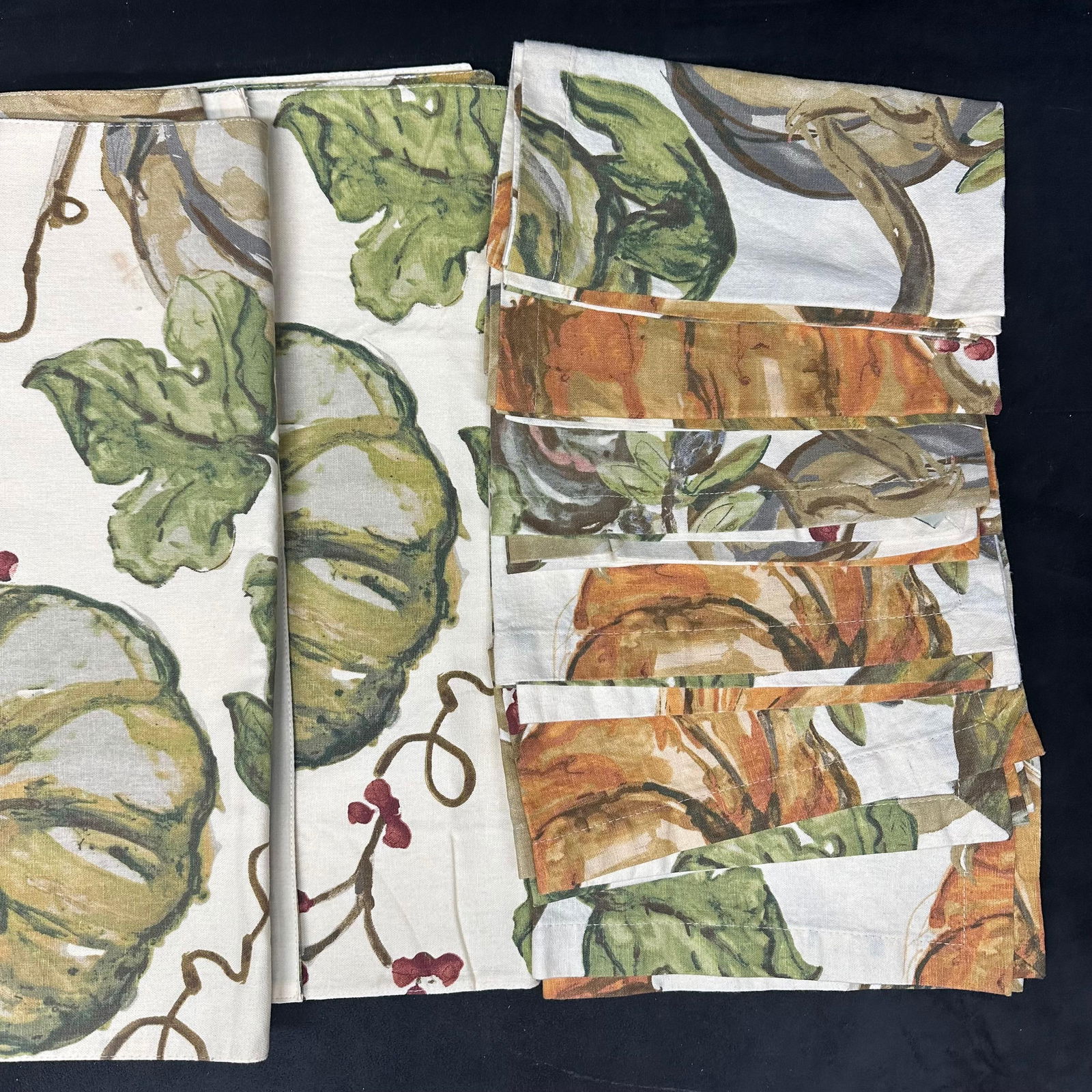 Pottery Barn Fall Harvest Placemats and Table Runners Pumpkin Pattern Set - 3