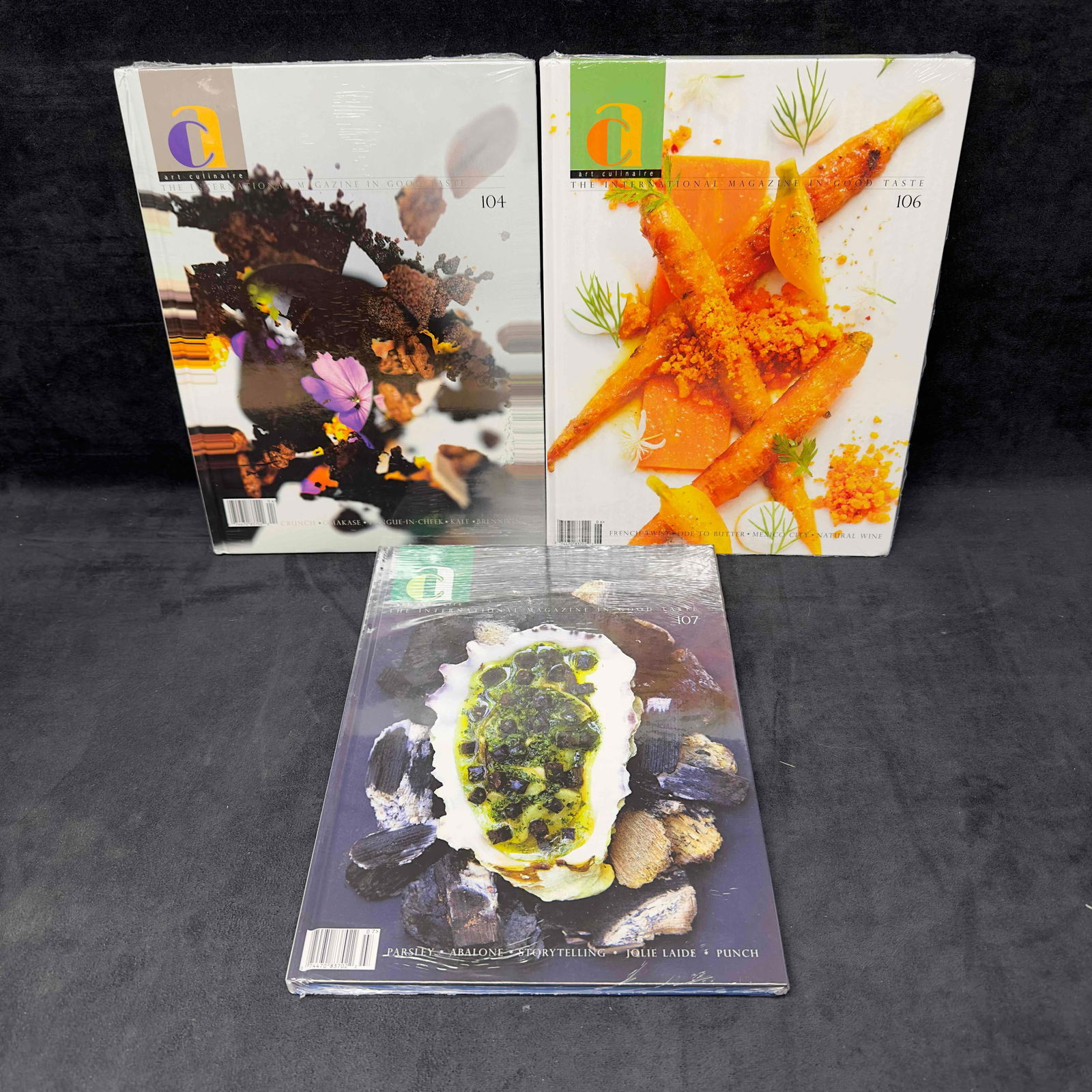 Art Culinaire International Magazine In Good Taste Issue 104 106 107 Lot of Three Issues: Art Culinaire International Magazine In Good Taste Issue 104 106 107 Lot of Three Issues. This set includes issues 104, 106, and 107. These books are sealed like new. These items are in good