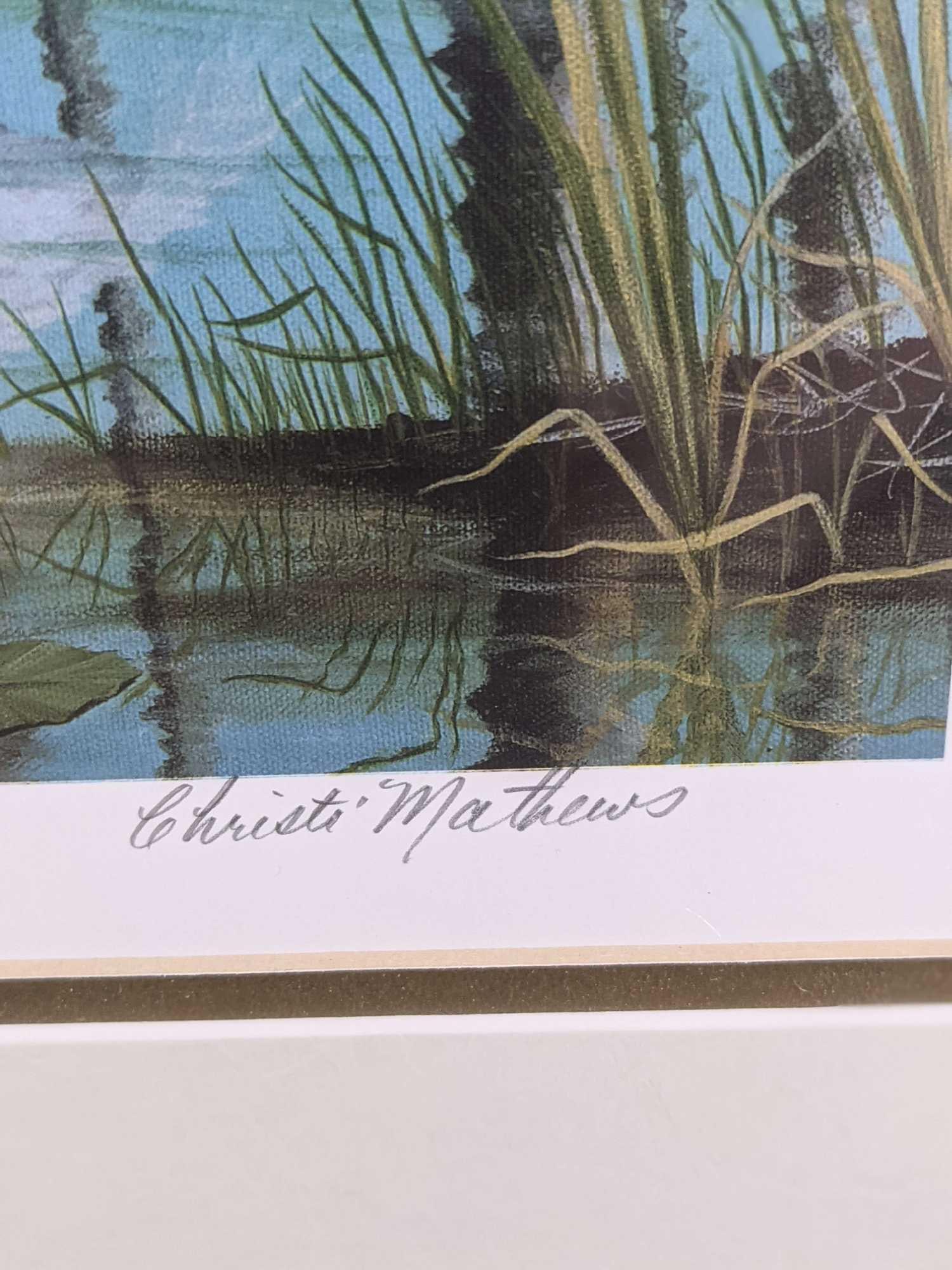 Framed Christi Mathews Signed LE Two Egrets - 4