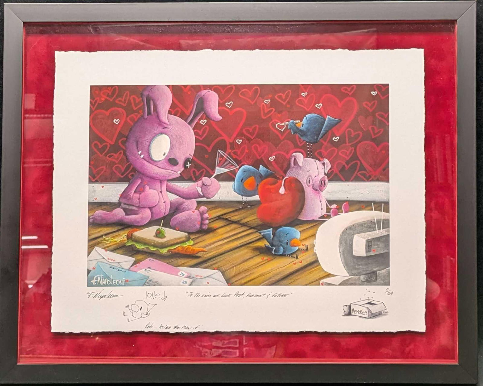 S&N Fabio Napoleoni To The Ones We Love Past, Present, & Future: S&N Fabio Napoleoni To The Ones We Love Past, Present, & Future. This one is #11 out of #107. The framed print is approx 21" x 1 1/4" x17" and it weighs 4.60lbs. The print was signed and numbered by