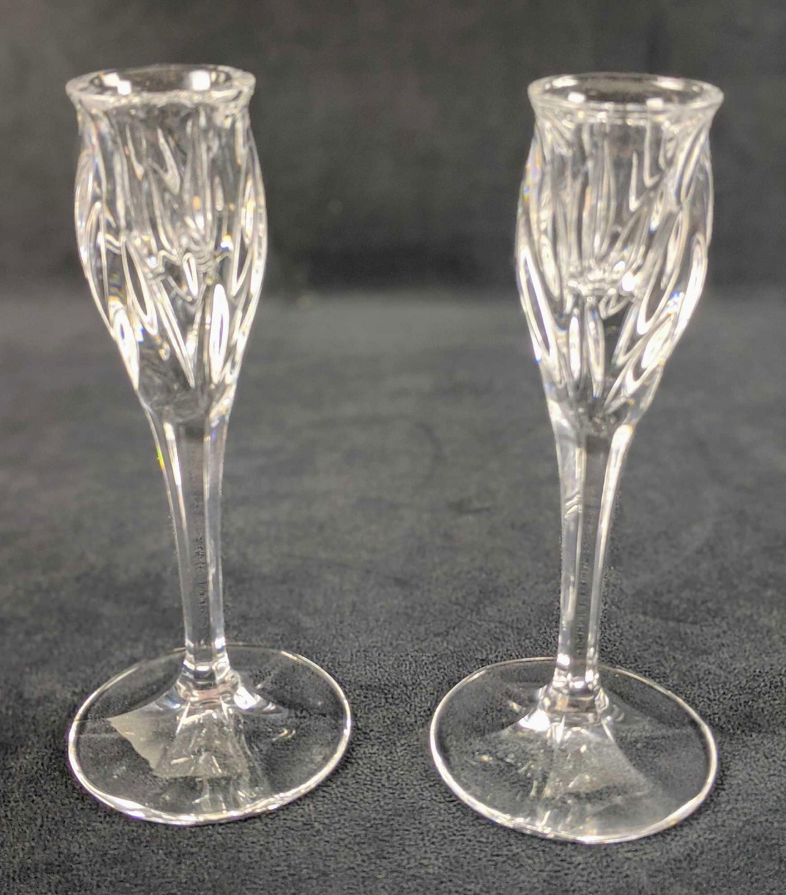 Two Clear Crystal Candlesticks - 4