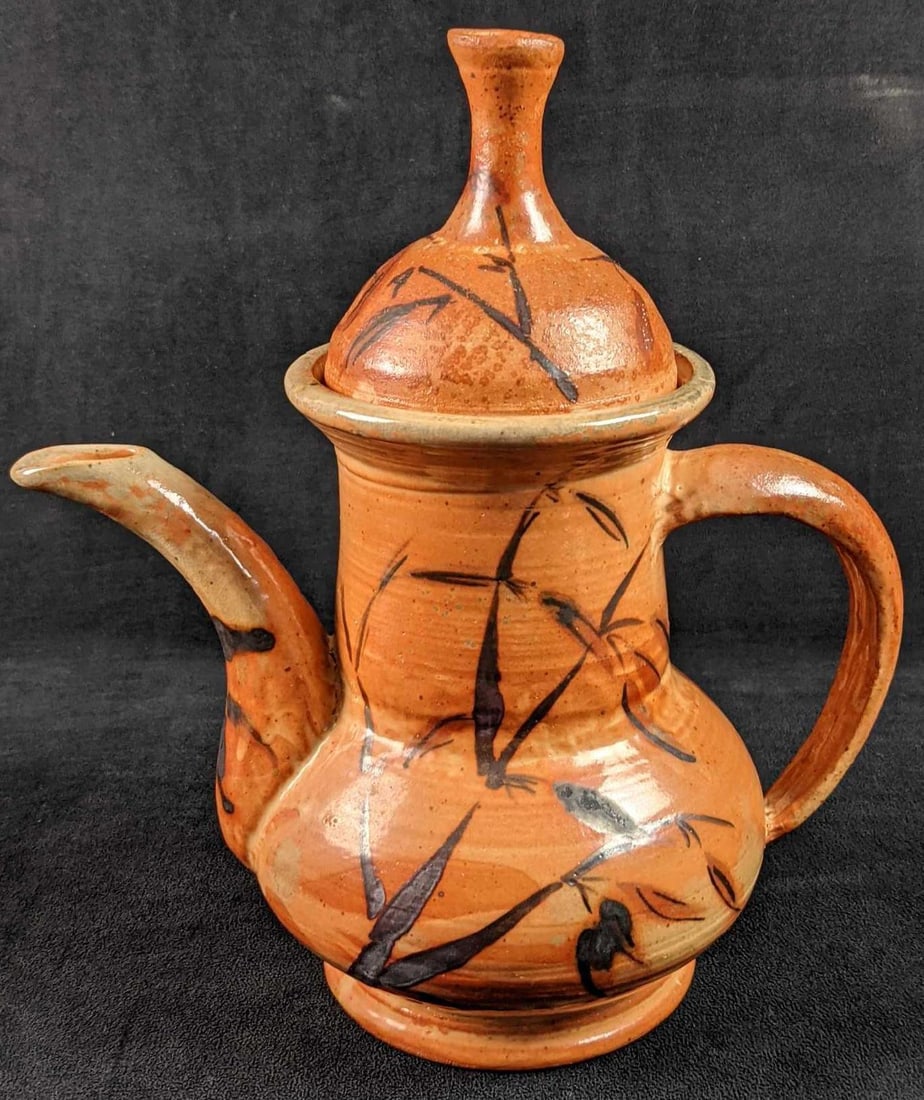Asian Style Glazed Earthenware Teapot (1 of 6)