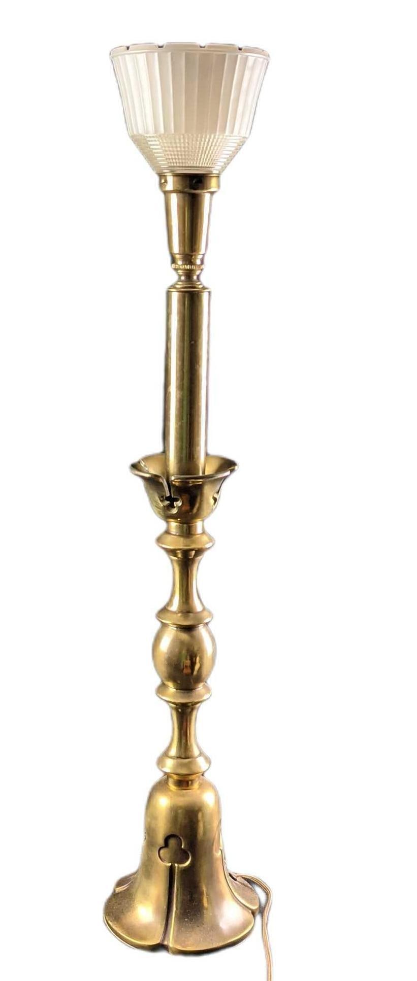 Vintage Brass Table Candlestick Lamp (1 of 9)