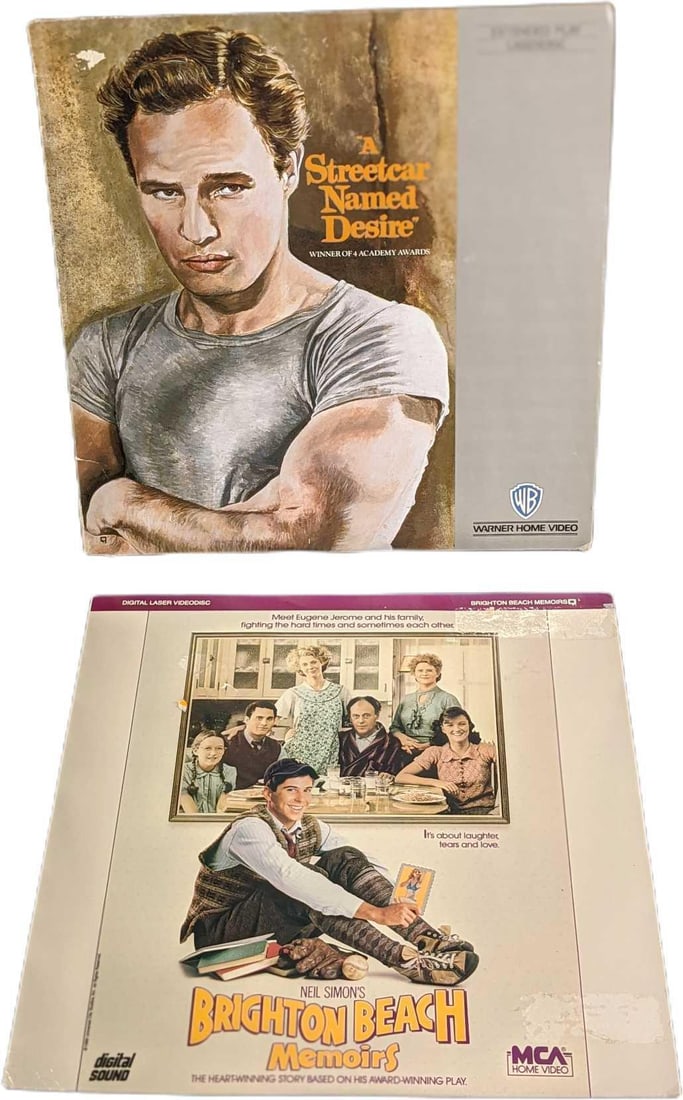 Streetcar Named Desire & Neil Simon's Brighton Beach Memoirs Laserdiscs: This lot includes: (1) A Streetcar Named Desire. This was released by Warner Home Video in 1987.(1) Neil Simon's Brighton Beach Memoirs. This was released by MCA Home Video in 1987. All are