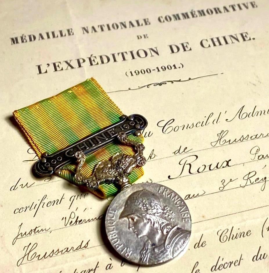 France 1901 China Expedition Medal With Certificate: France 1901 China Expedition Medal With Certificate This fine medal has been tested and researched to the best of our abilities, and is authentic to the best of our knowledge. Please see photos, a