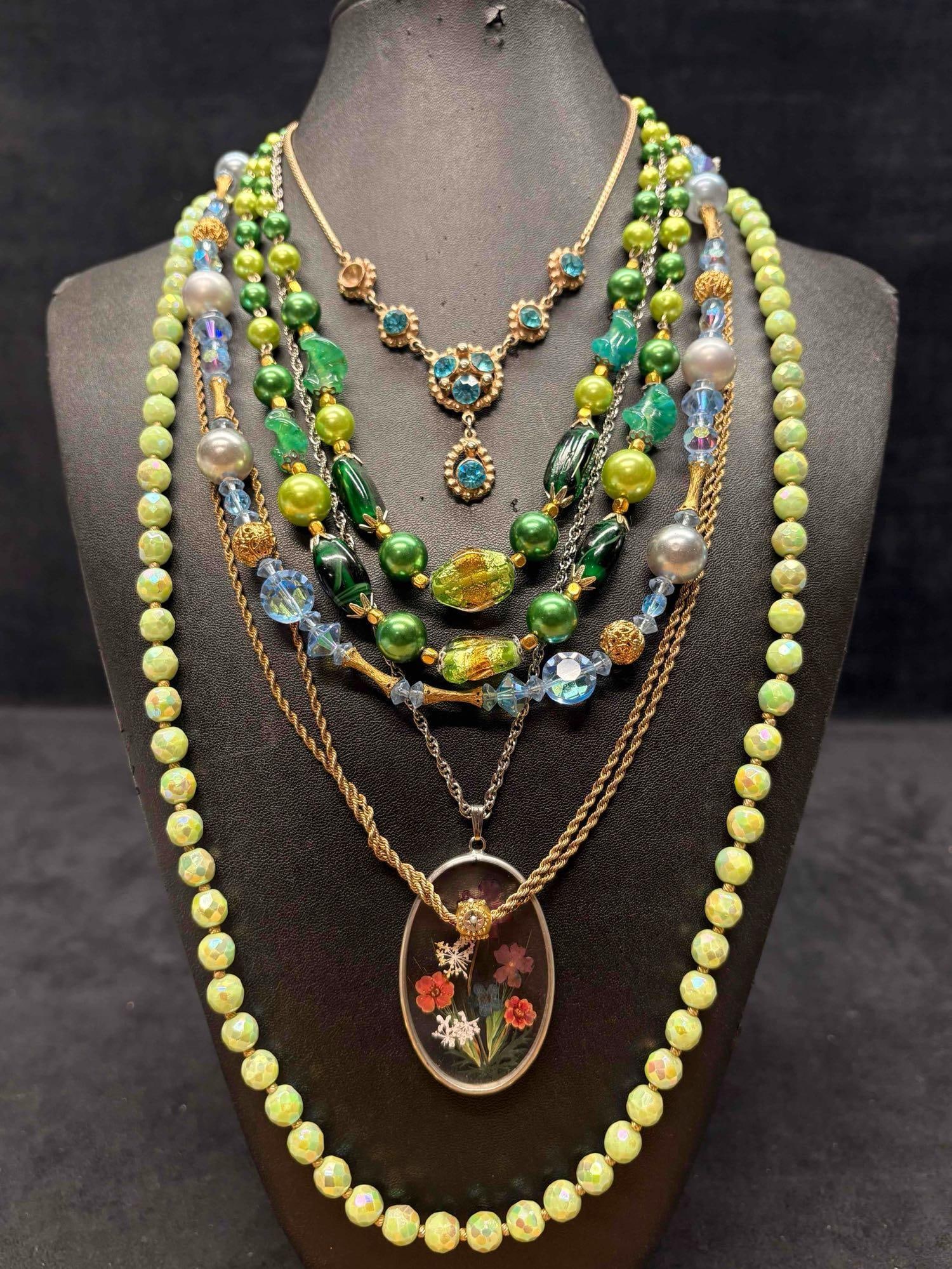 6pc Blue Green and Gold Forest Fae Themed Necklace Lot (1 of 13)