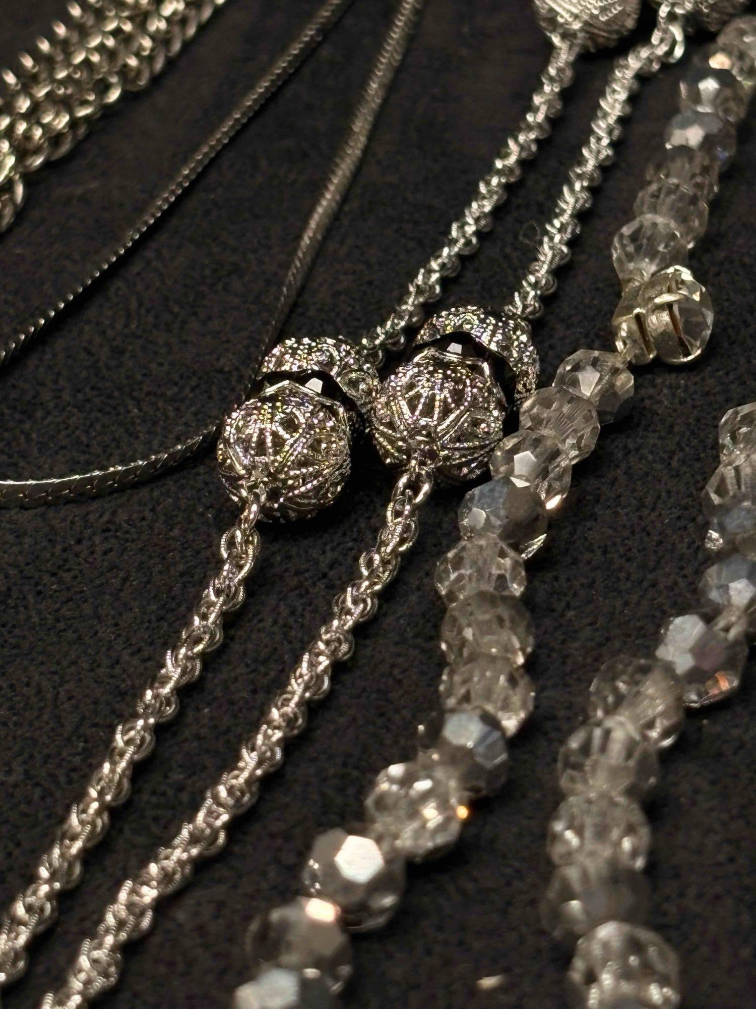 6pc Silver Eccentric Statement Necklace Lot - 15