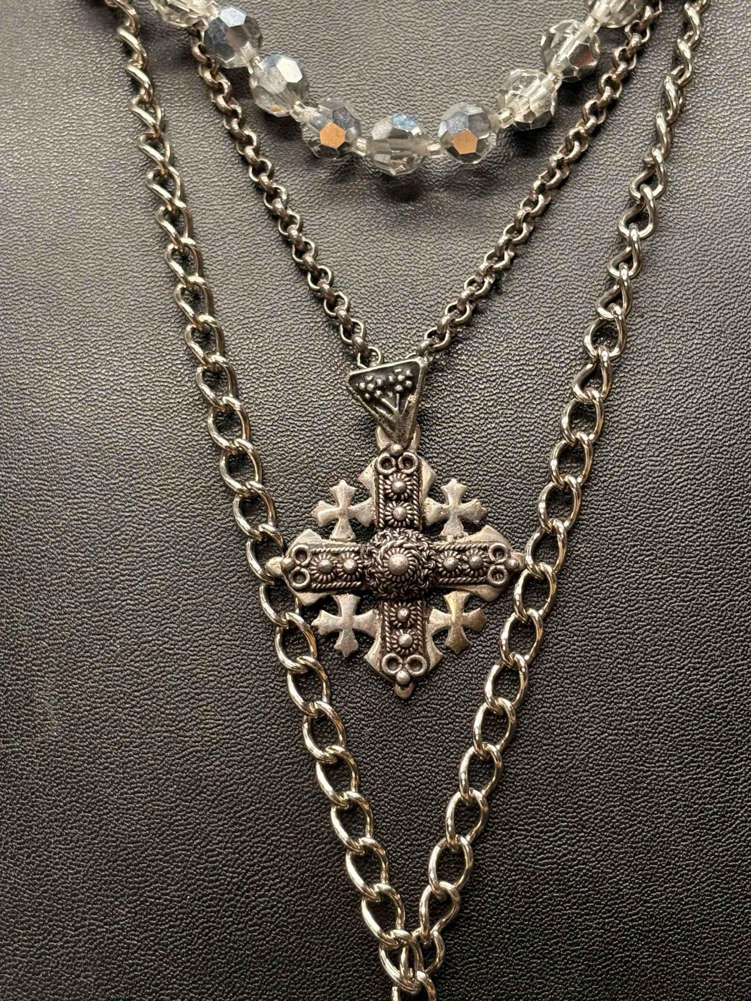 6pc Silver Eccentric Statement Necklace Lot - 5