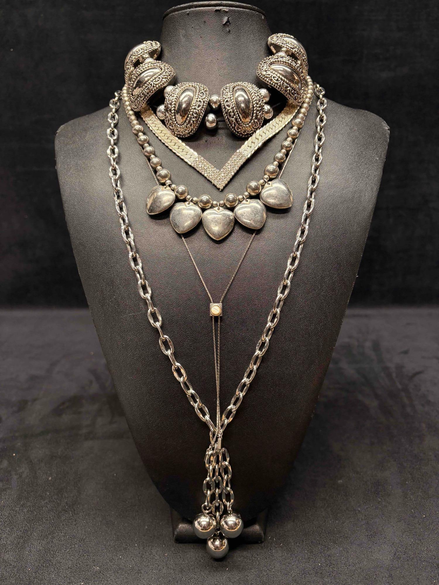 5pc Silver Maximalist Necklace Lot (1 of 12)