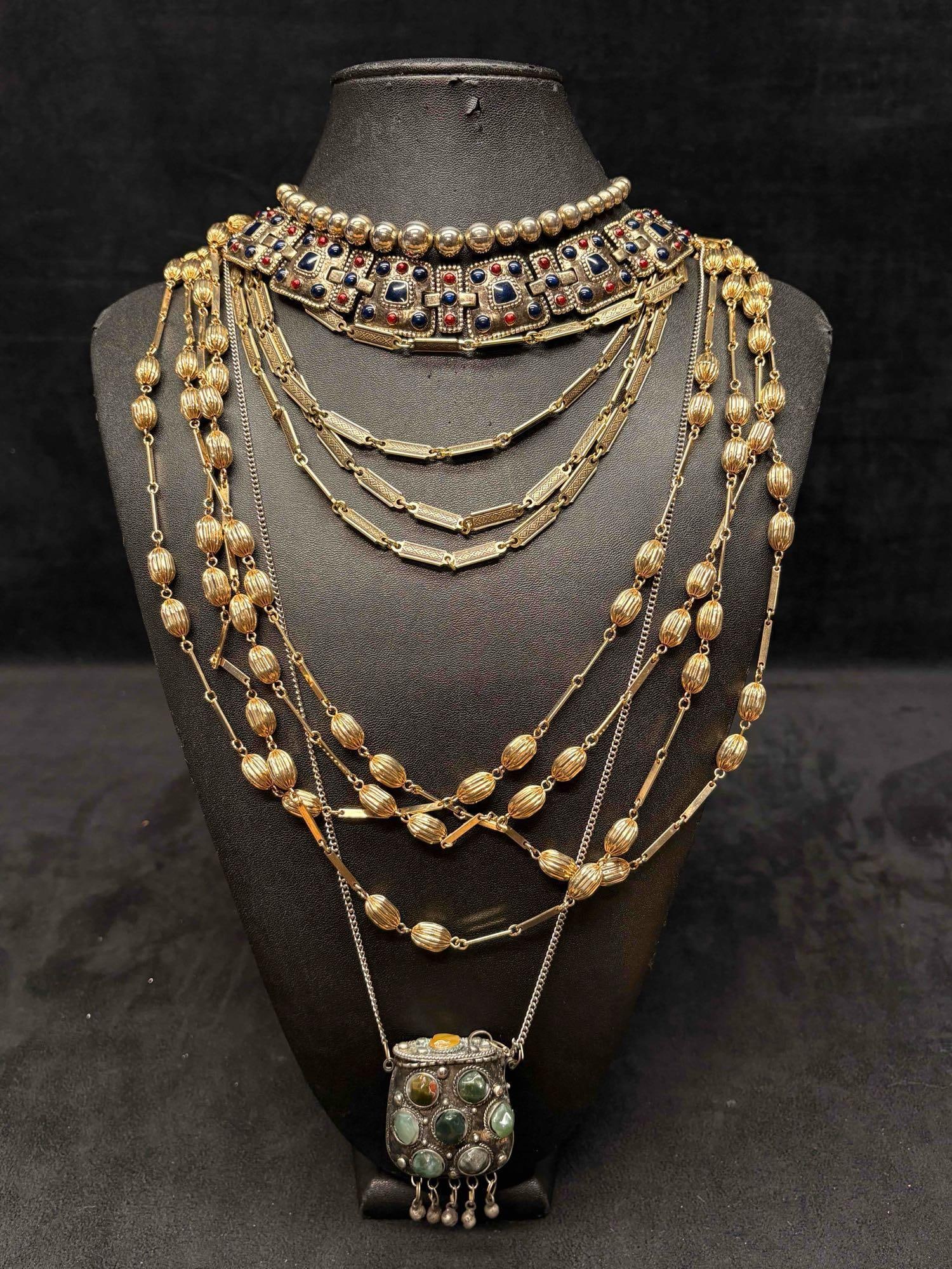 5pc Gold Afro Punk Themed Necklace Lot (1 of 13)