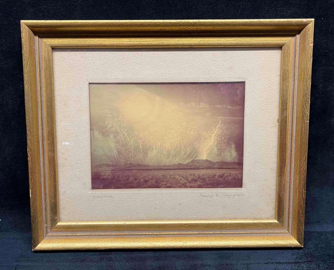 Framed Photograph "Creation" By David H Thompson: This lot contains a Framed Multiple Scope Exposure Photograph "Creation" By David H Thompson. This photo was done on resin photo paper. There are at least four exposures. The frame is approx