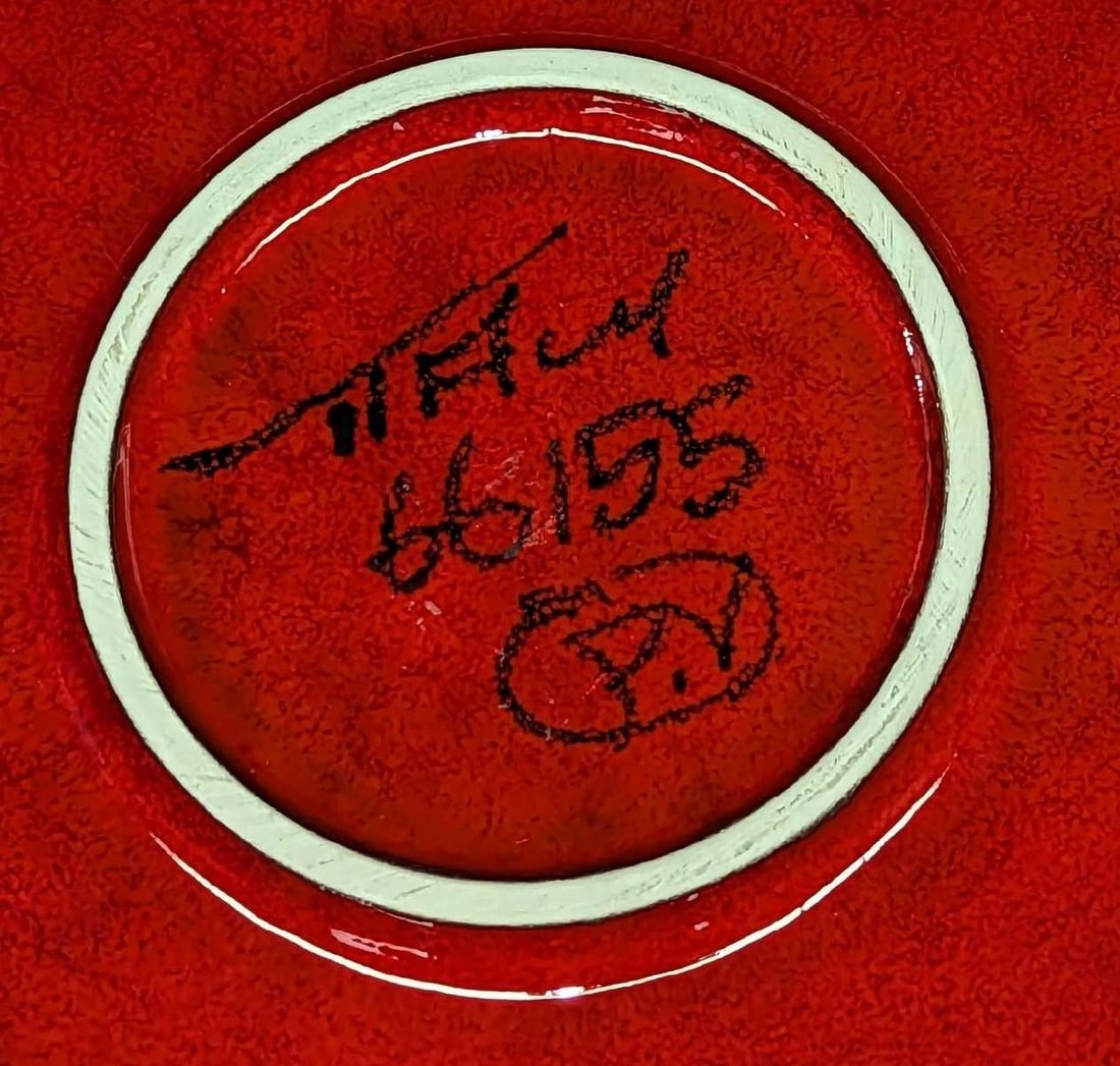 12" Handmade Red Ceramic Platter A - 2