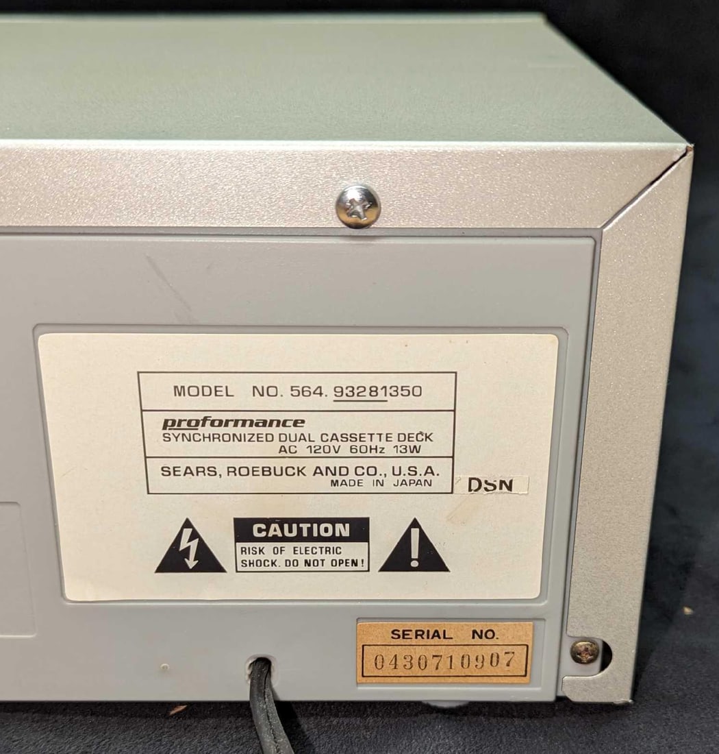 Sears Roebuck Performance Synchronized Dual Cassette Deck - 9