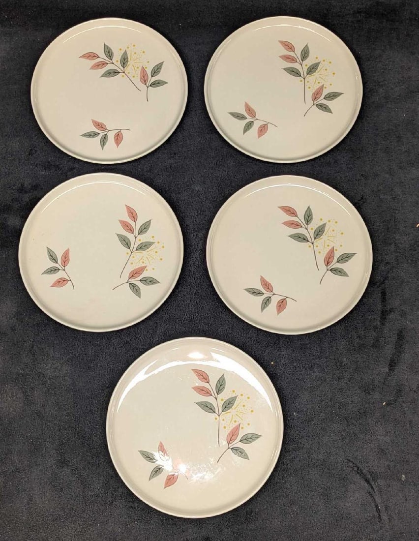 5 Vintage Franciscan China Springsong Dessert Plates: 5 Vintage Franciscan China Springsong Dessert Plates. Each plate is approx 6 1/8" x 6 1/8" x 1/2" and the total weight is 2.25lb. The bottoms of the plates have some imperfections/glaze