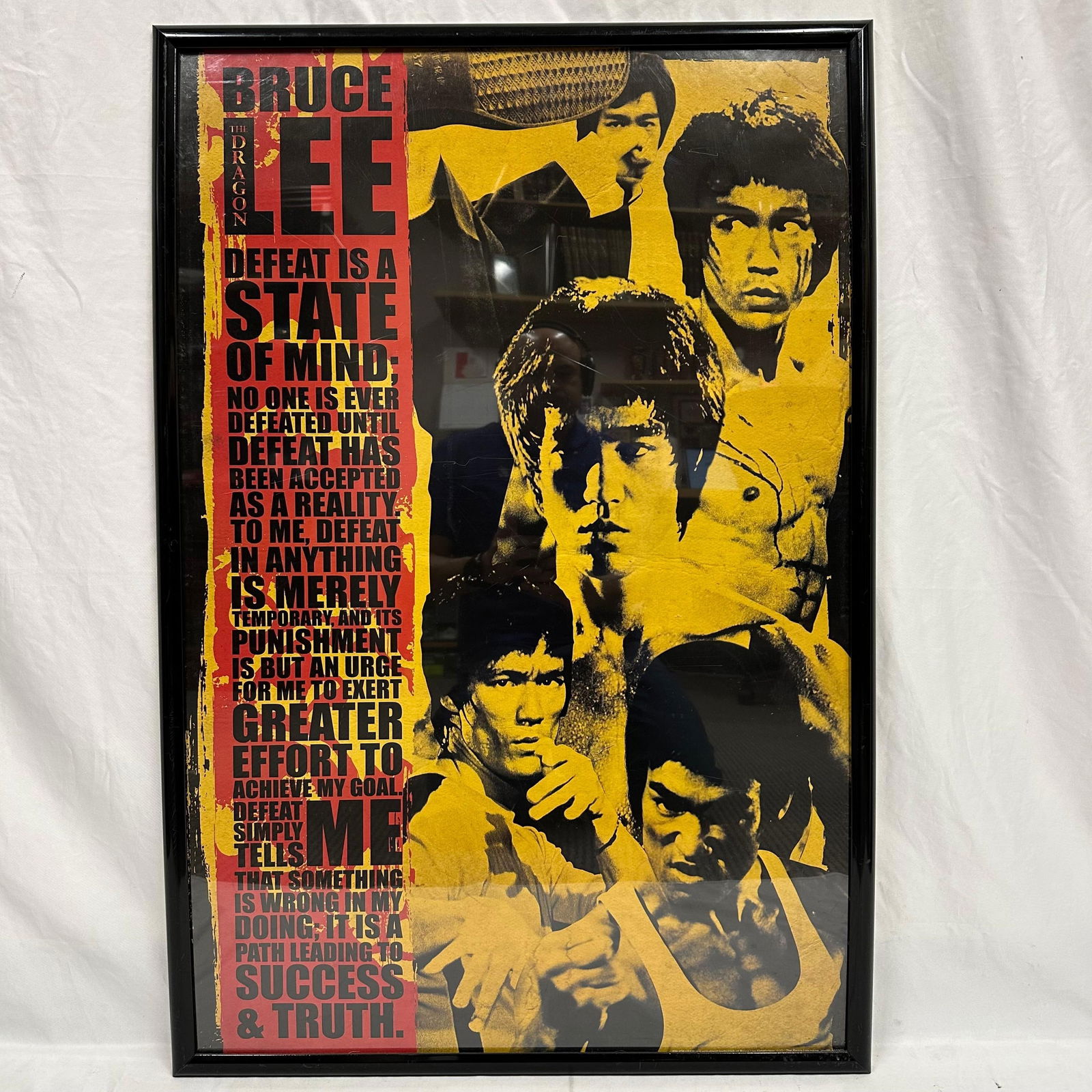Framed Bruce Lee Enterprises Poster Defeat Is a State of Mind The Dragon Success Truth (1 of 4)