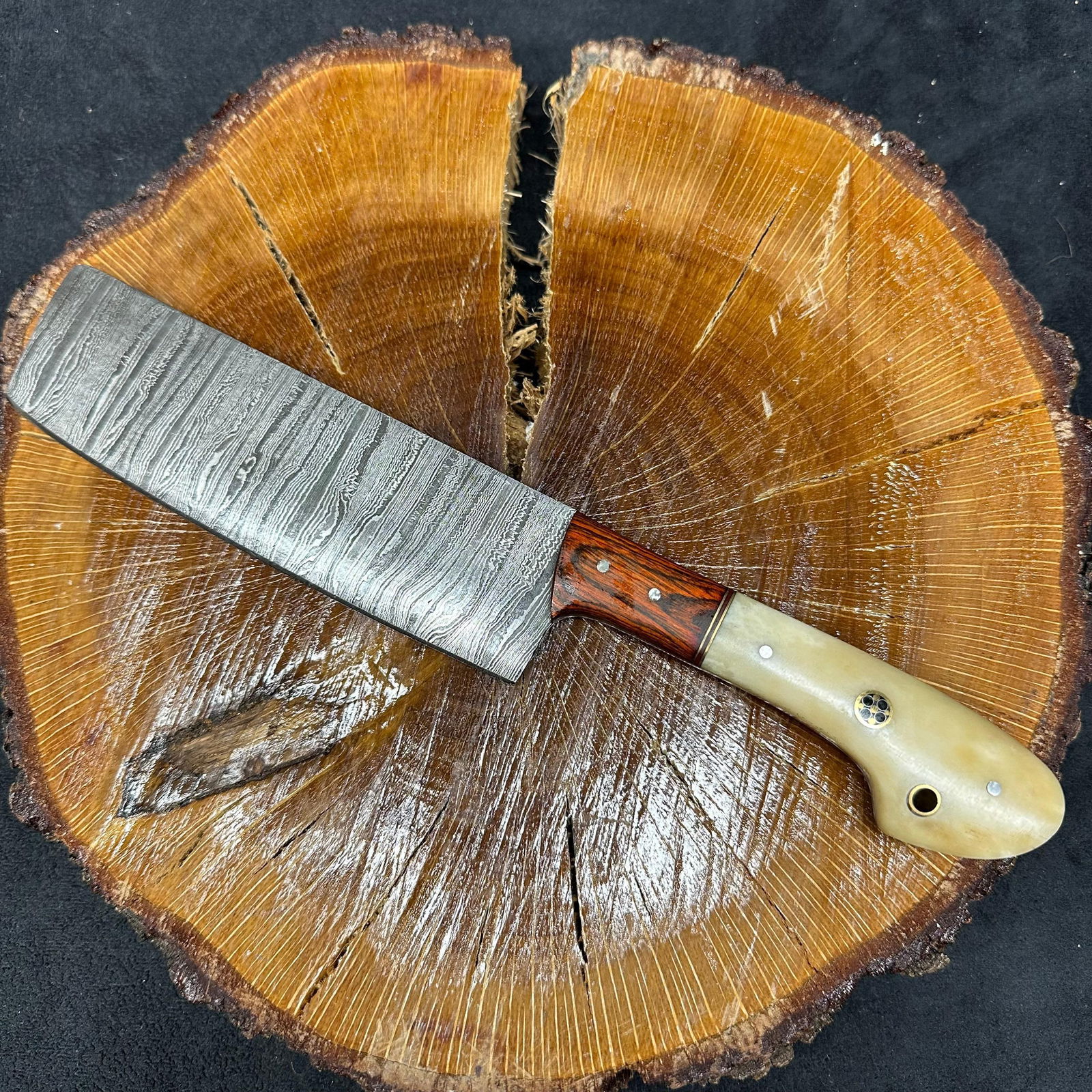 MHS Cutlery Fixed Blade Knife Wooden Bone Horn Style Grip Handle P41 (1 of 4)