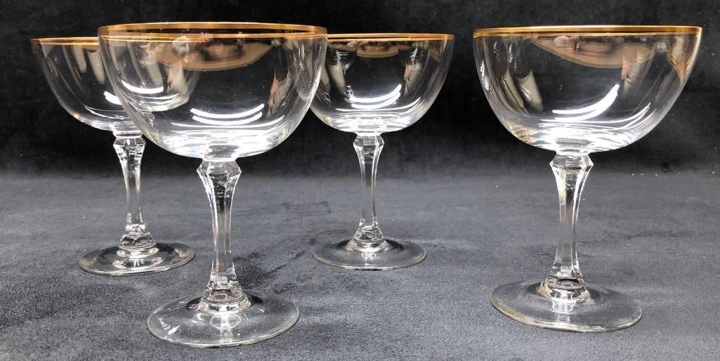 Lenox "Mansfield" Crystal Gold Rim Champagne Glasses (1 of 4)