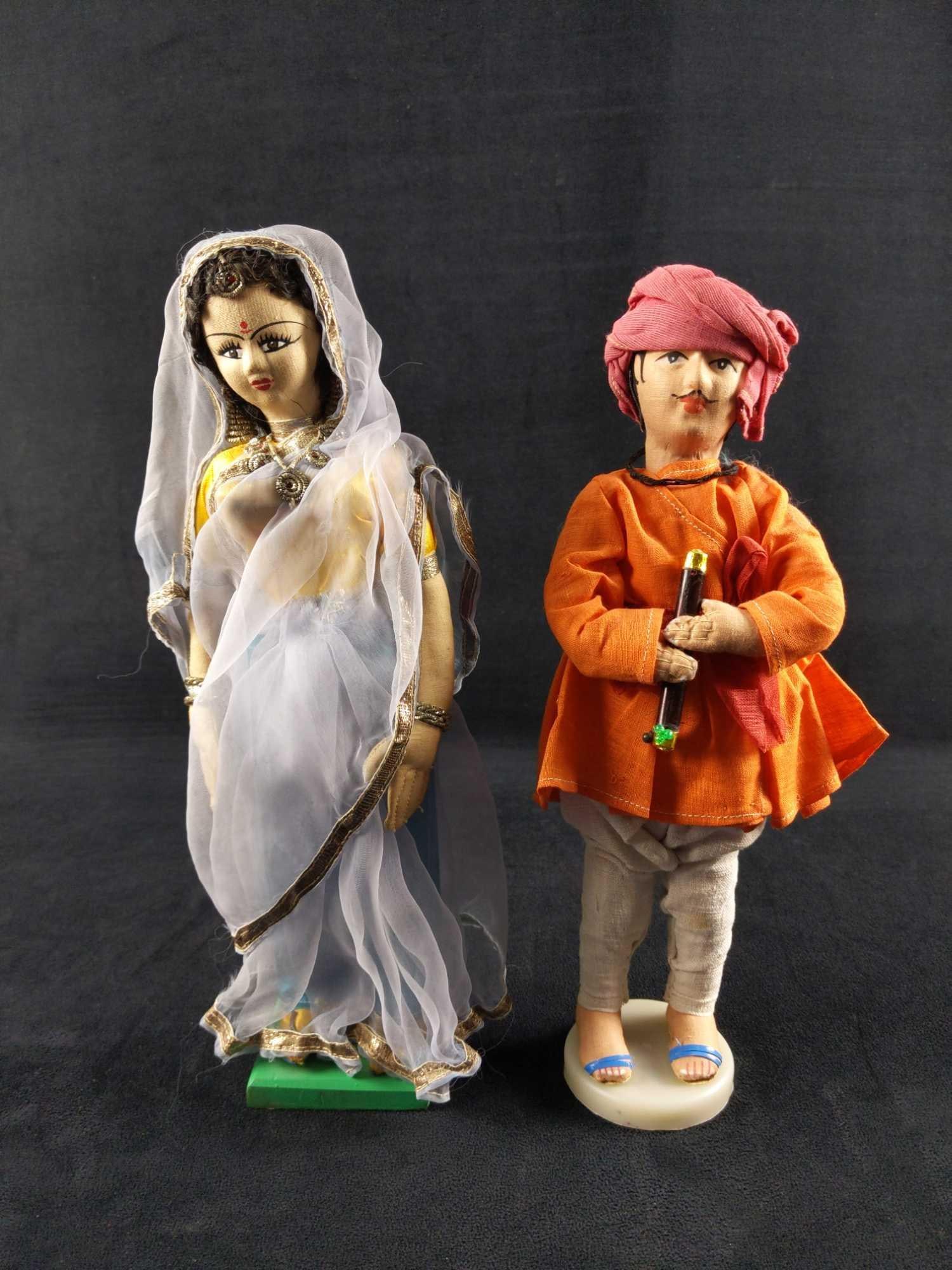 Handmade Man W Flute And Woman W Dress India Dolls (1 of 8)