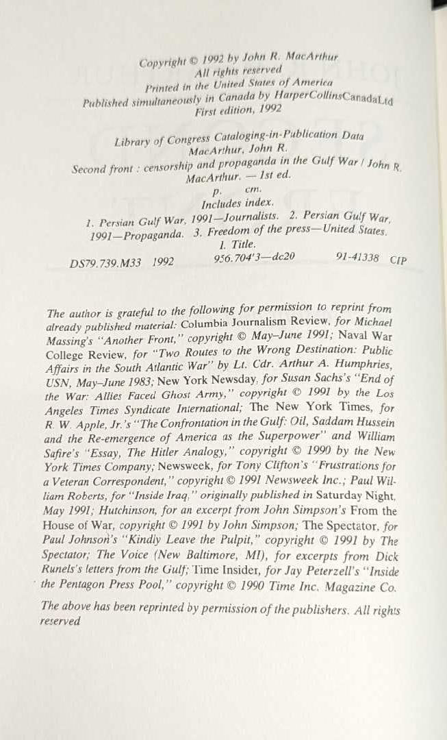 John R. Macarthur Signed Second Front Hardcover - 4