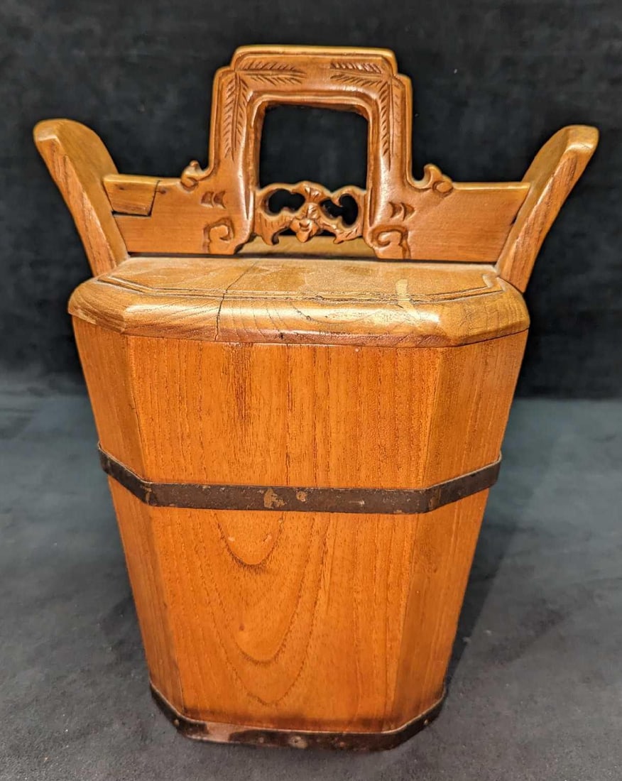 Vintage Wooden Chinese Rice Bucket (1 of 6)