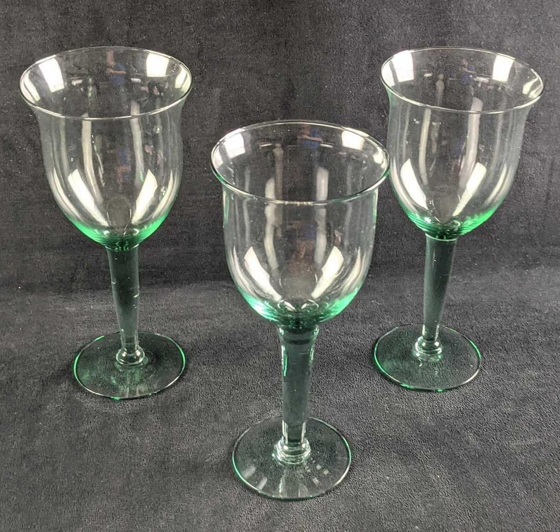 Three Large Glass Water Goblets - 2