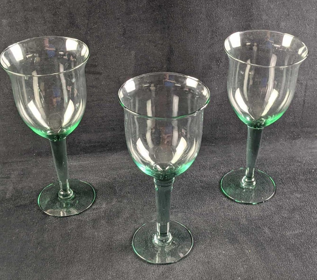 Three Large Glass Water Goblets - 3