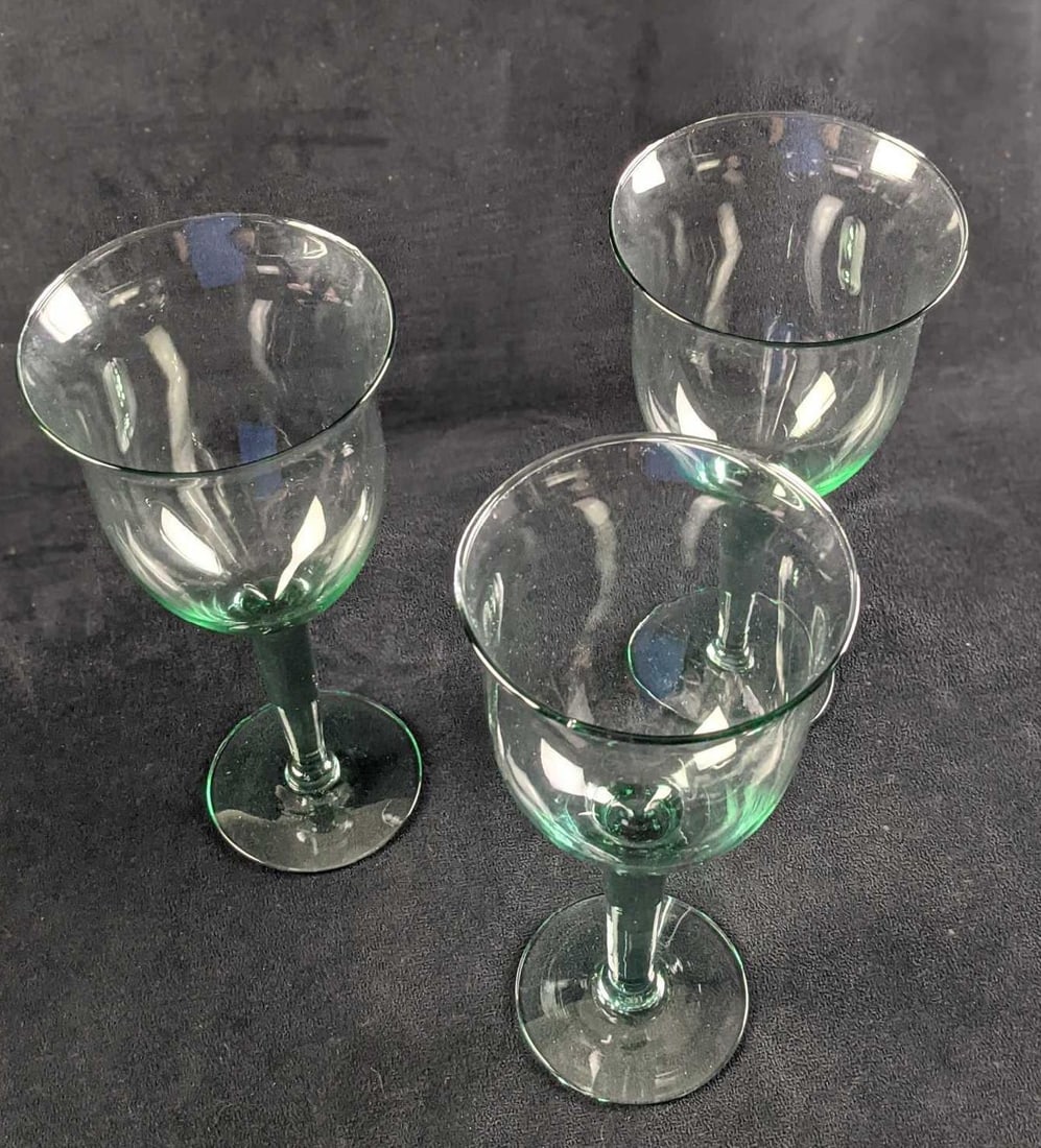 Three Large Glass Water Goblets - 4