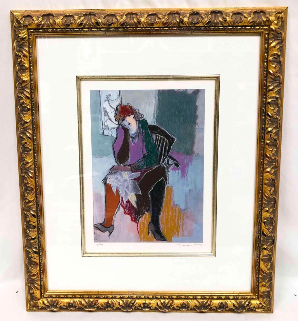 Limited Edition Itzchak Tarkay Artist Proof Pencil Signed "Seated Woman" Serigraph (1 of 6)