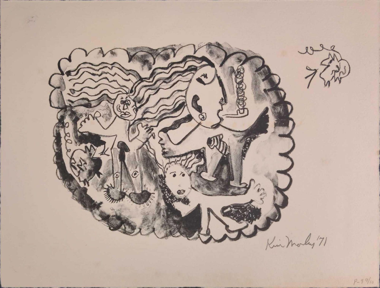 Kim Mosley (20th Century) Signed Woodblock Print (1 of 2)